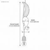 Line drawing of the pendant, 21.5 in overall height and 3.5 in wide