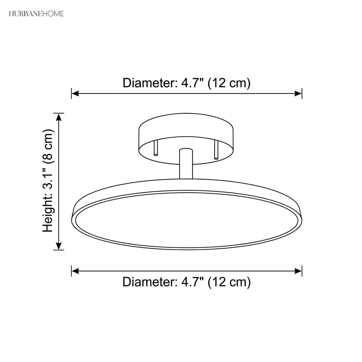 Dimension diagram showing 4.7 inch diameter and 3.1 inch height
