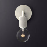 Chrome sconce with a clear globe bulb shown front on in studio