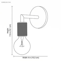 Dimension drawing of the sconce, width 4 in and height 7.5 in