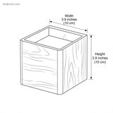 Line drawing of the wood cube sconce marked 3.9 in wide and high