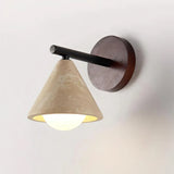 Modern cone wall sconce in natural travertine stone