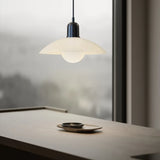 Side profile of modern dome pendant light with slim hanging cord