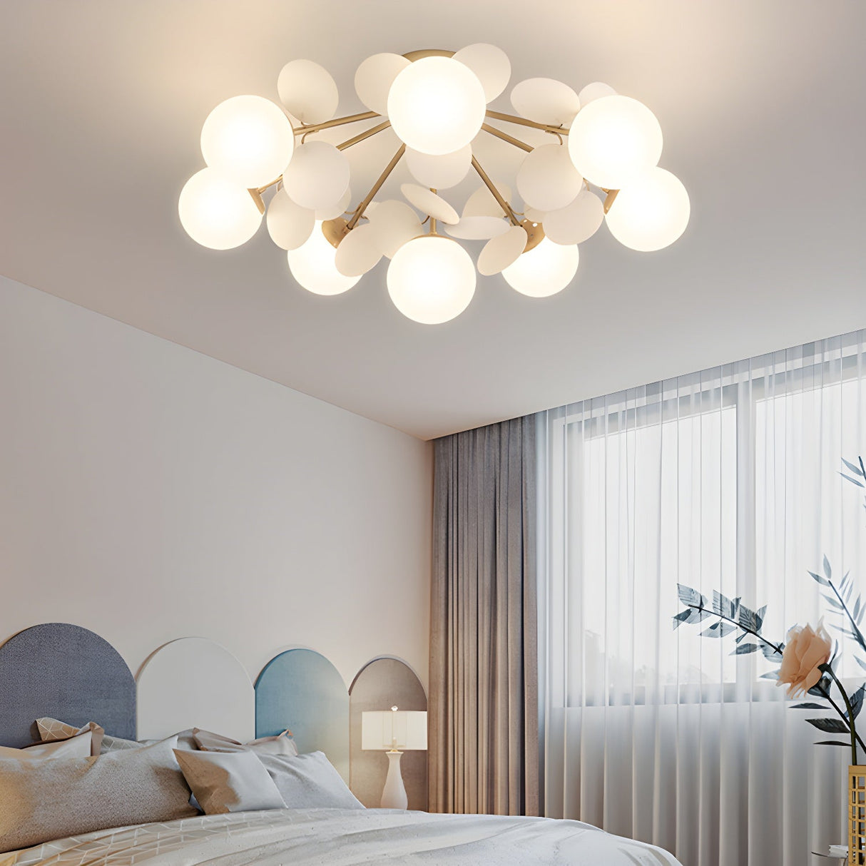 Modern flush mount ceiling light with acrylic discs alternative angle view 7