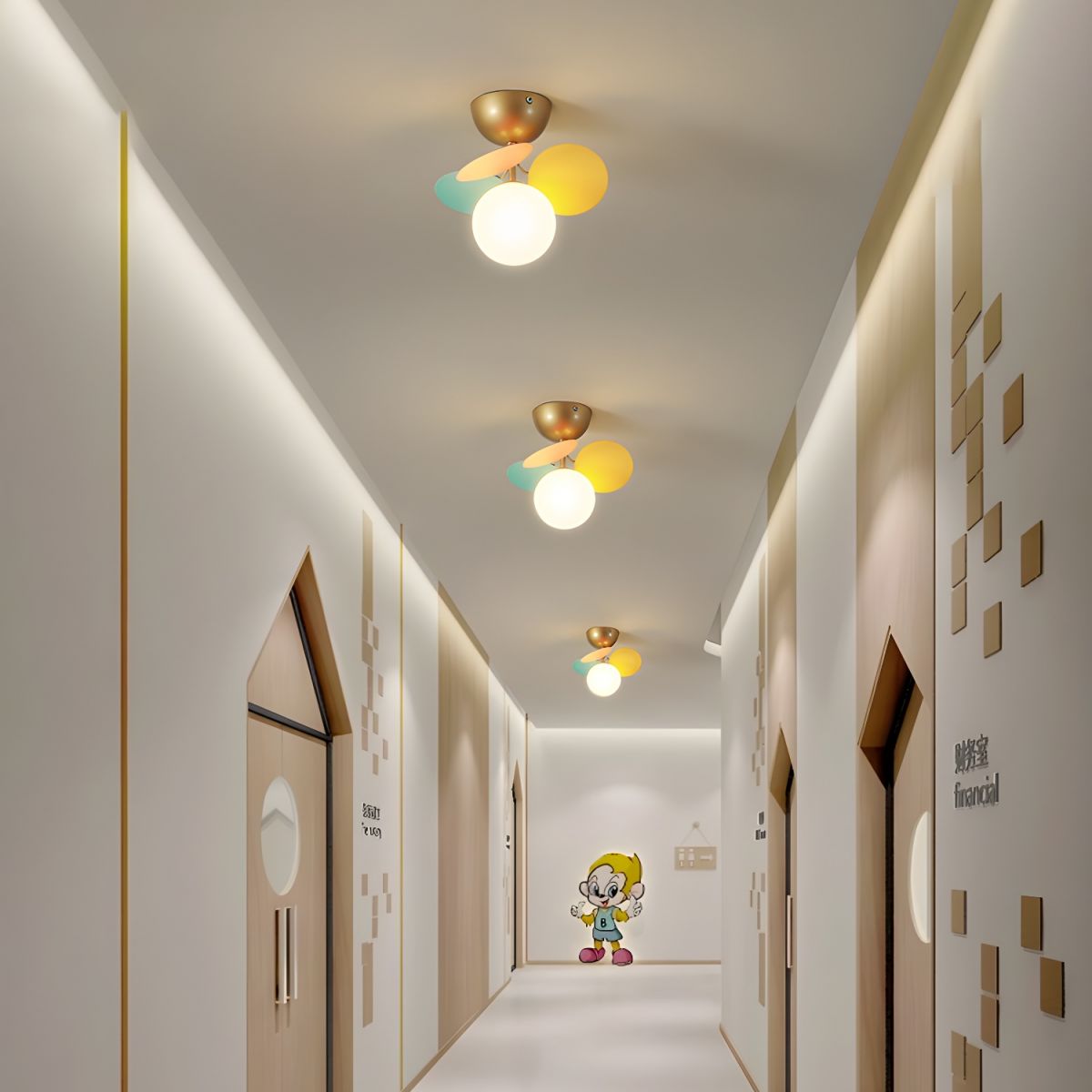 Modern flush mount ceiling light with acrylic discs colour option view 9