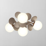 Modern flush mount ceiling light with acrylic discs close detail view 26