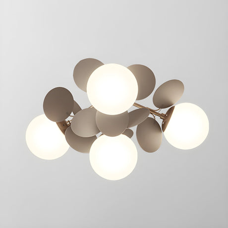 Modern flush mount ceiling light with acrylic discs close detail view 26