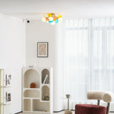 Modern flush mount ceiling light with acrylic discs close detail view 44