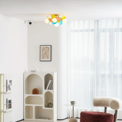 Modern flush mount ceiling light with acrylic discs close detail view 44
