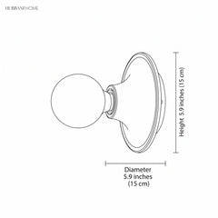 Dimension drawing of the wall sconce, 5.9 inches diameter and 5.9 inches deep