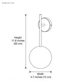 Dimension drawing of the sconce at 11.8 inches high and 4.7 inches wide