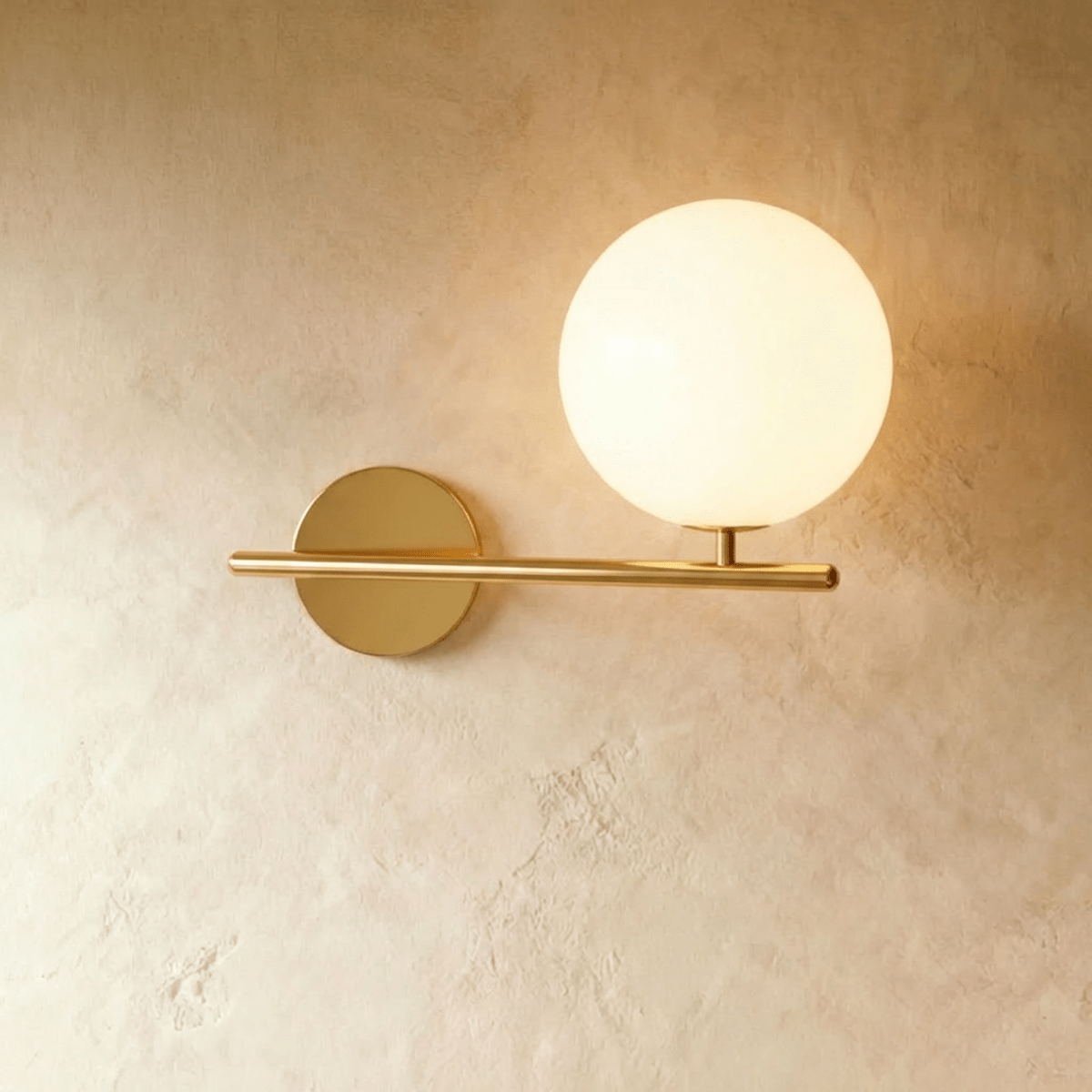 Modern frosted glass globe wall sconce close detail view 14