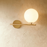 Modern frosted glass globe wall sconce close detail view 14