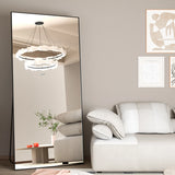 Modern full length mirror with slim black frame