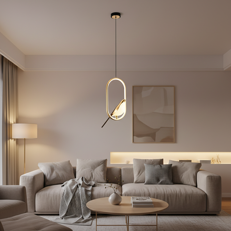 modern bird pendant golden