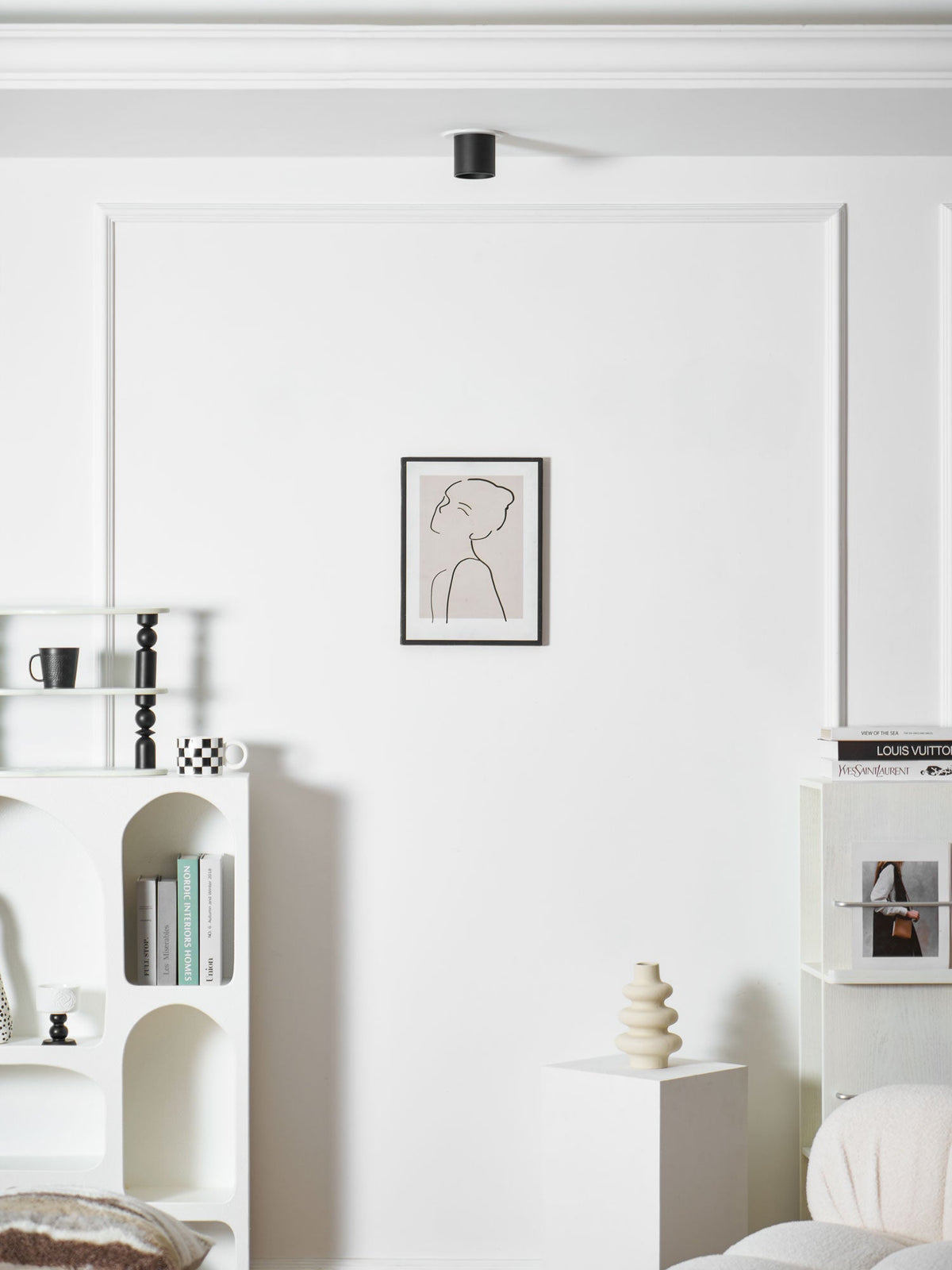 Modern LED surface mount ceiling spotlight in black aluminum, view 49