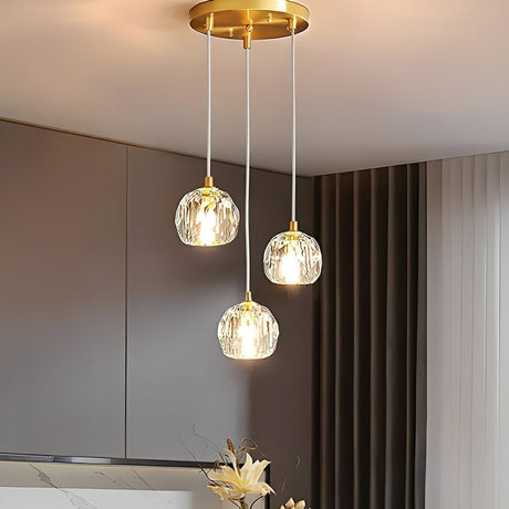 Faceted crystal pendant light detail view 3 showing finish and construction