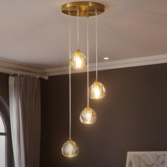 Faceted crystal pendant light detail view 9 showing finish and construction