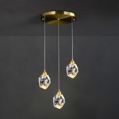 Faceted crystal pendant light detail view 12 showing finish and construction