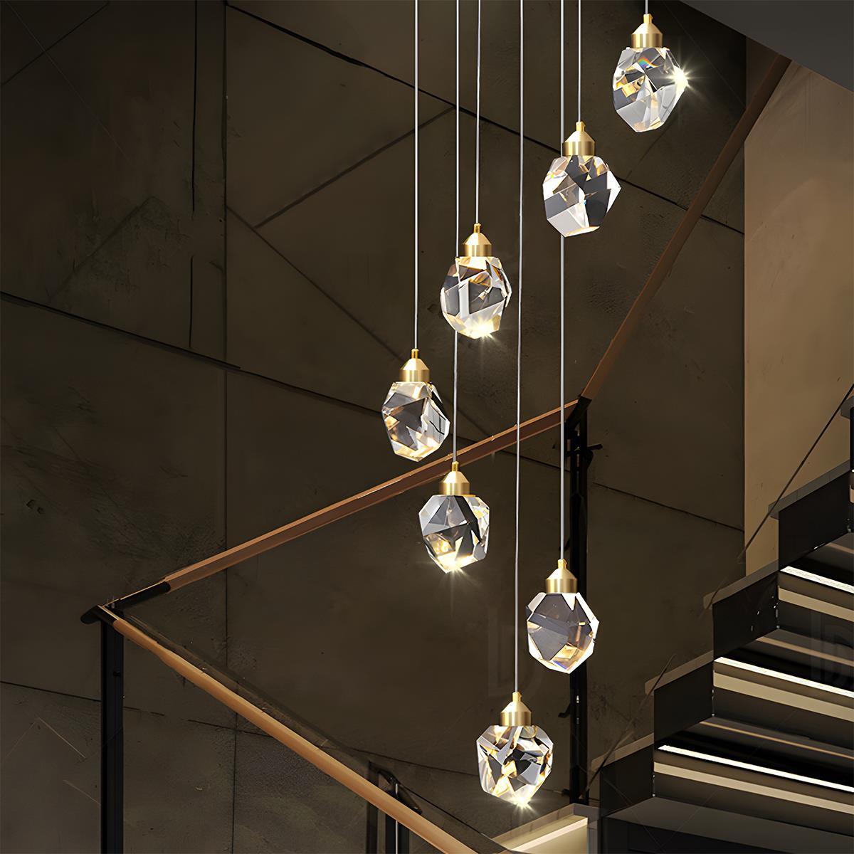 Faceted crystal pendant light detail view 4 showing finish and construction