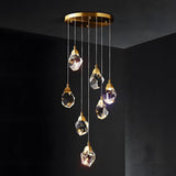 Faceted crystal pendant light detail view 14 showing finish and construction