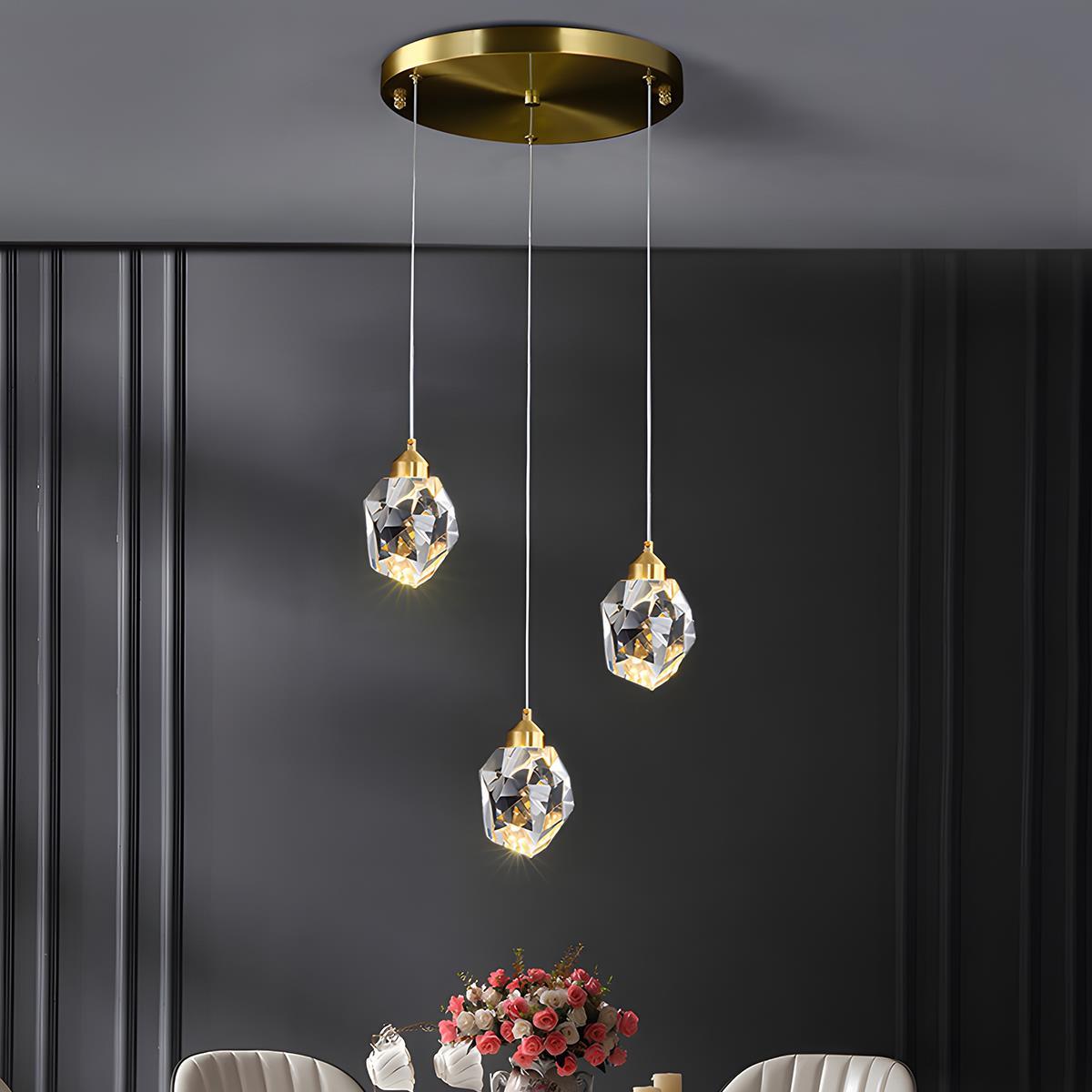 Faceted crystal pendant light detail view 8 showing finish and construction