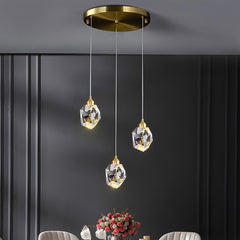 Faceted crystal pendant light detail view 8 showing finish and construction