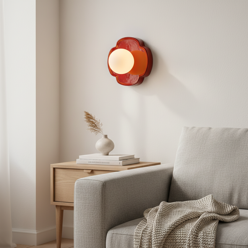 Mocha orb wall sconce front view with the glass globe removed