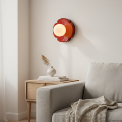 Mocha orb wall sconce front view with the glass globe removed