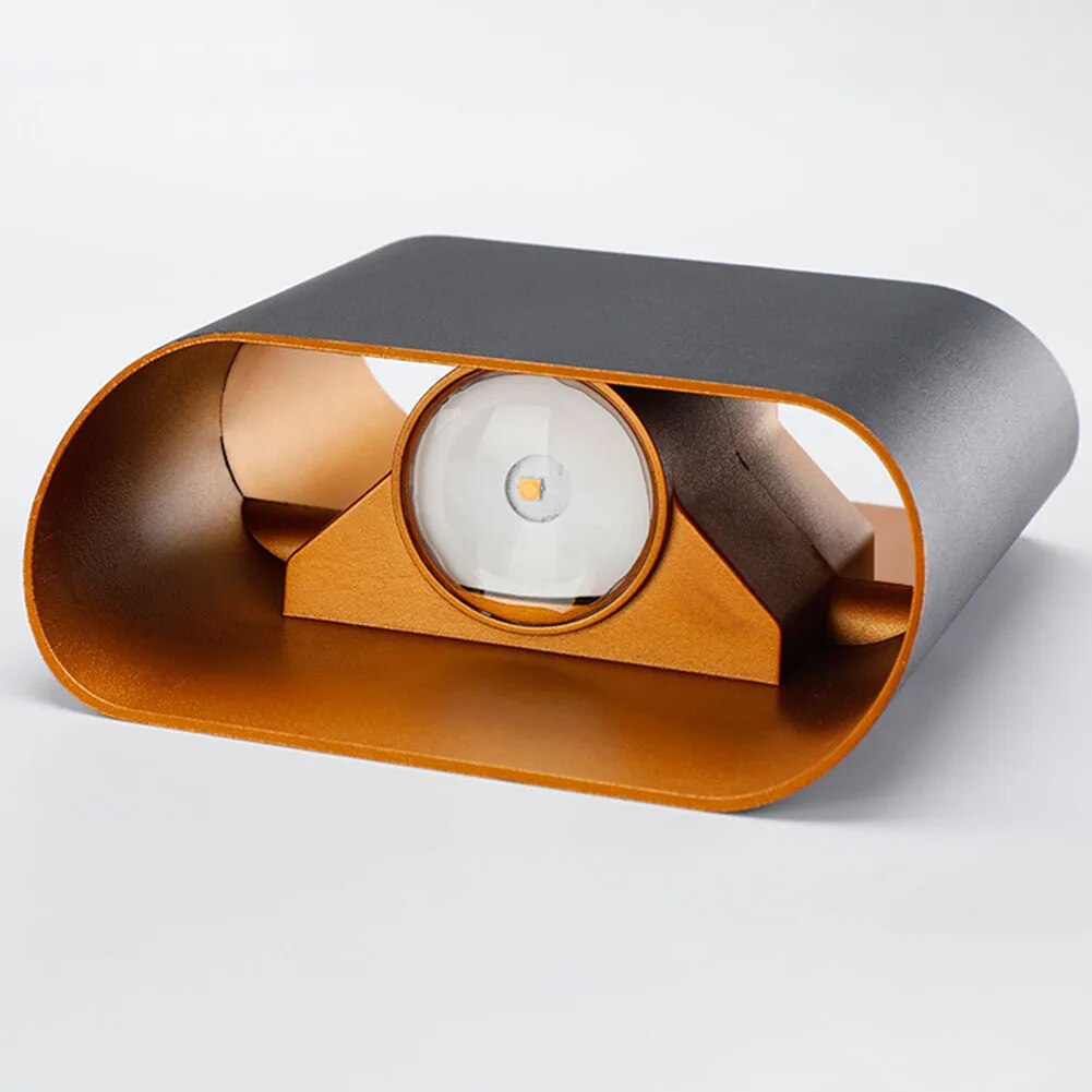 Cutaway of the up down sconce showing the LED inside the body