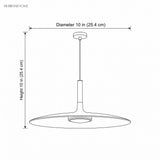 Line drawing of the pendant, 10 in diameter and 10 in height
