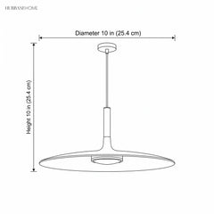 Line drawing of the pendant, 10 in diameter and 10 in height