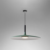 Green saucer pendant shade shown wide on a grey background