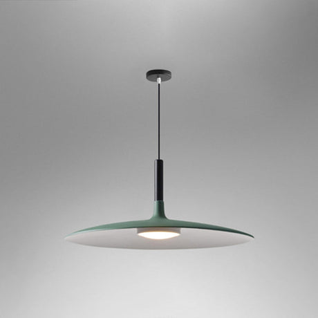 Grey saucer pendant shade shown wide on a grey background