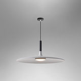 White saucer pendant shade shown at an angle on grey