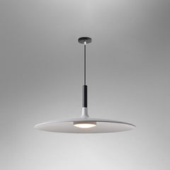 White saucer pendant shade shown at an angle on grey