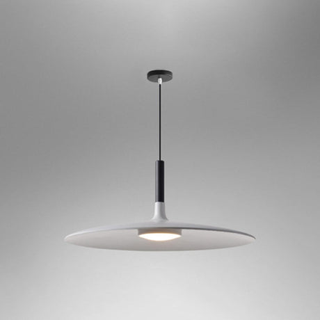 White saucer pendant shade shown at an angle on grey