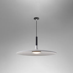 White saucer pendant shade shown side on against grey