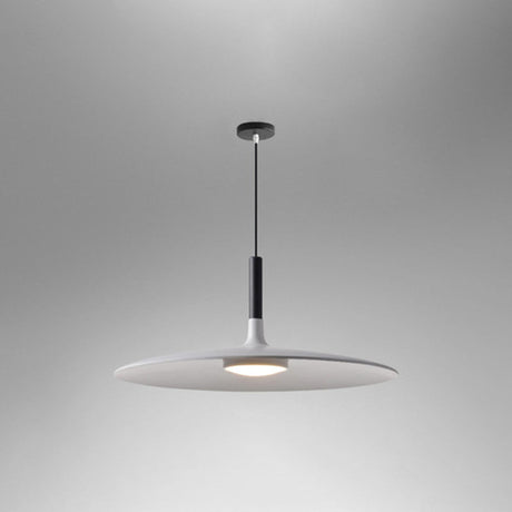White saucer pendant shade shown side on against grey