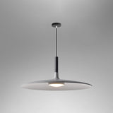 White saucer pendant shade shown wide on a grey background