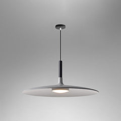 White saucer pendant shade shown wide on a grey background