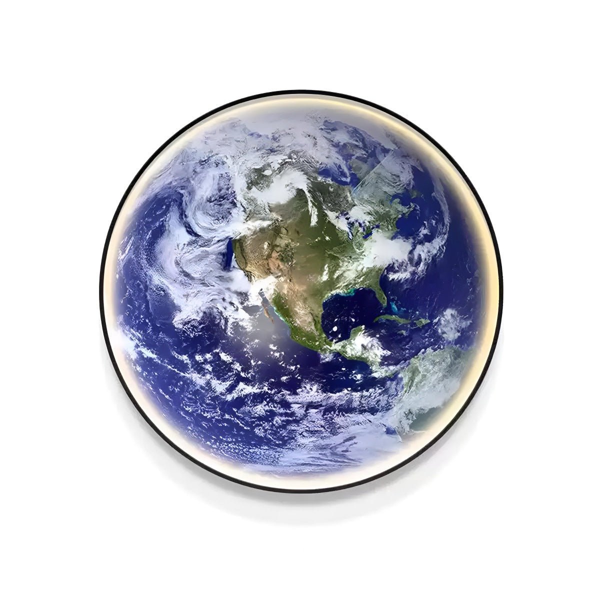 Illuminated Earth globe wall sconce detail view 5 showing finish and construction