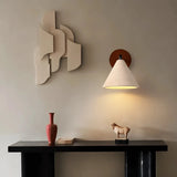 Modern stone wall light casting a soft ambient glow