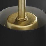 Close view of the brass rod entering the top of the cone shade