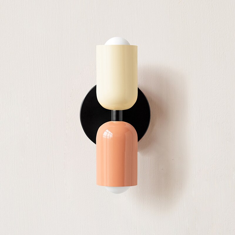 Cream and terracotta cylinders on a cream round backplate