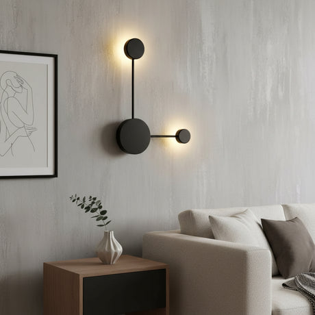 Black two head wall sconce with 38 cm width and 42 cm height marked