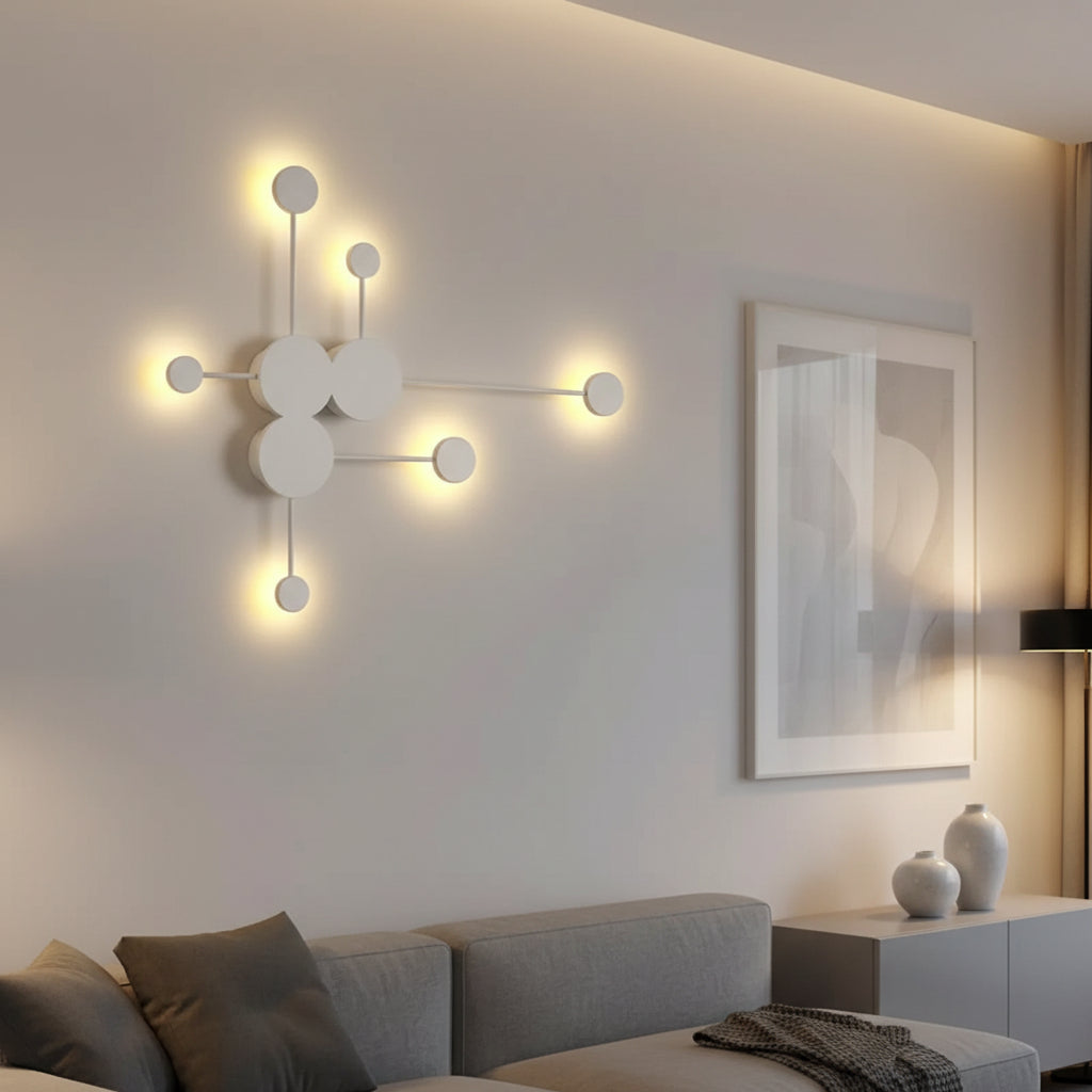 White six head wall sconce with 89 cm width and 74 cm height marked