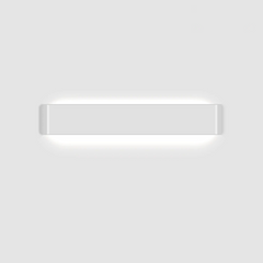 White linear wall sconce photographed alone on a grey ground