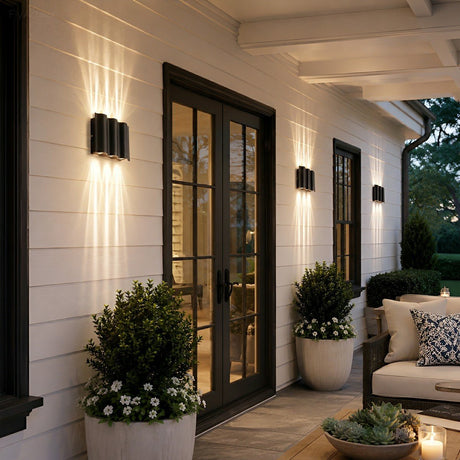 Up and down outdoor wall sconce detail view 8 showing finish and construction
