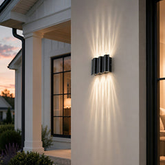 Up and down outdoor wall sconce detail view 2 showing finish and construction